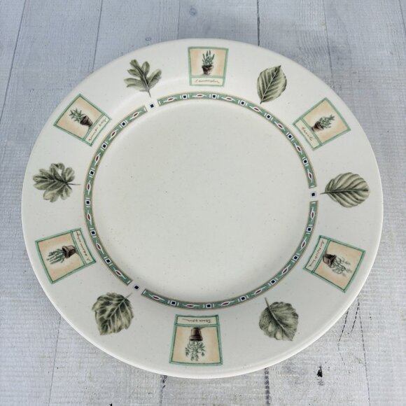 Pfaltzgraff NATUREWOOD Leaves Herbs Garden Tools Stoneware Dinner Plates Set 4 - Picture 2 of 16